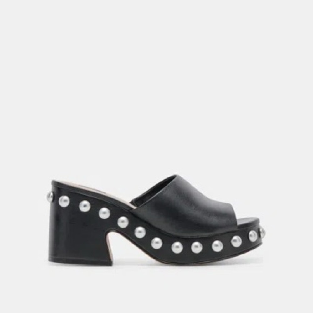 Dolce Vita Glori Heels Black Studded Leather Mules